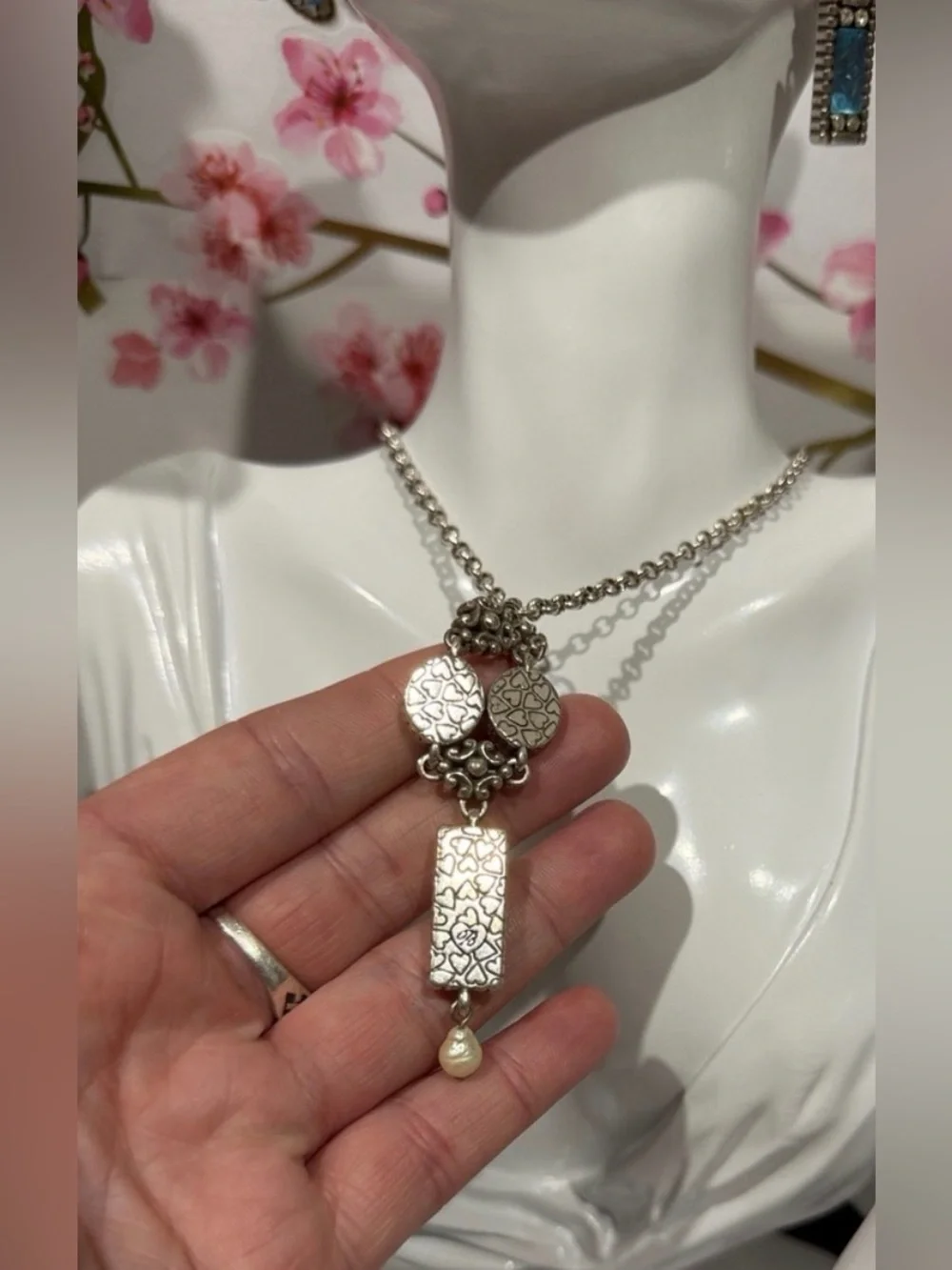 🆕🦋 RARE SET Brighton RETIRED VTG SLVR Crystal Necklace & Earrings Set